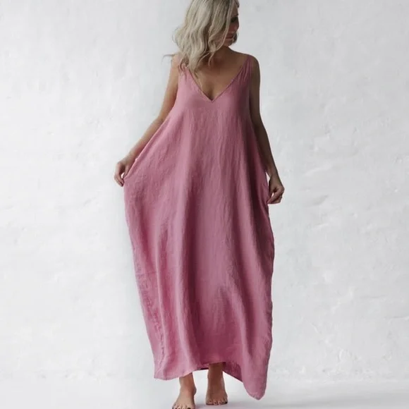 Seaside Tones Dresses | Pink Linen Dress Bnwt | Seaside Tones - One Size | Color: Pink | Size: One Size | Pm-98765013's Closet